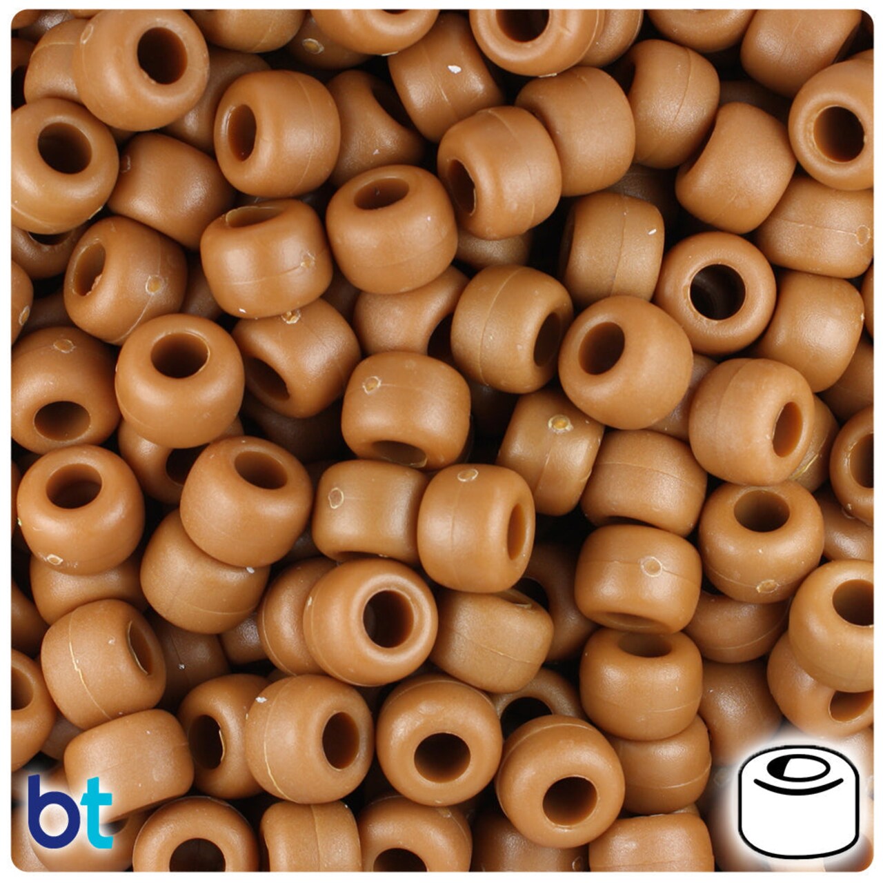 BeadTin Tiger Eye Matte 9mm Barrel Plastic Pony Beads (500pcs)